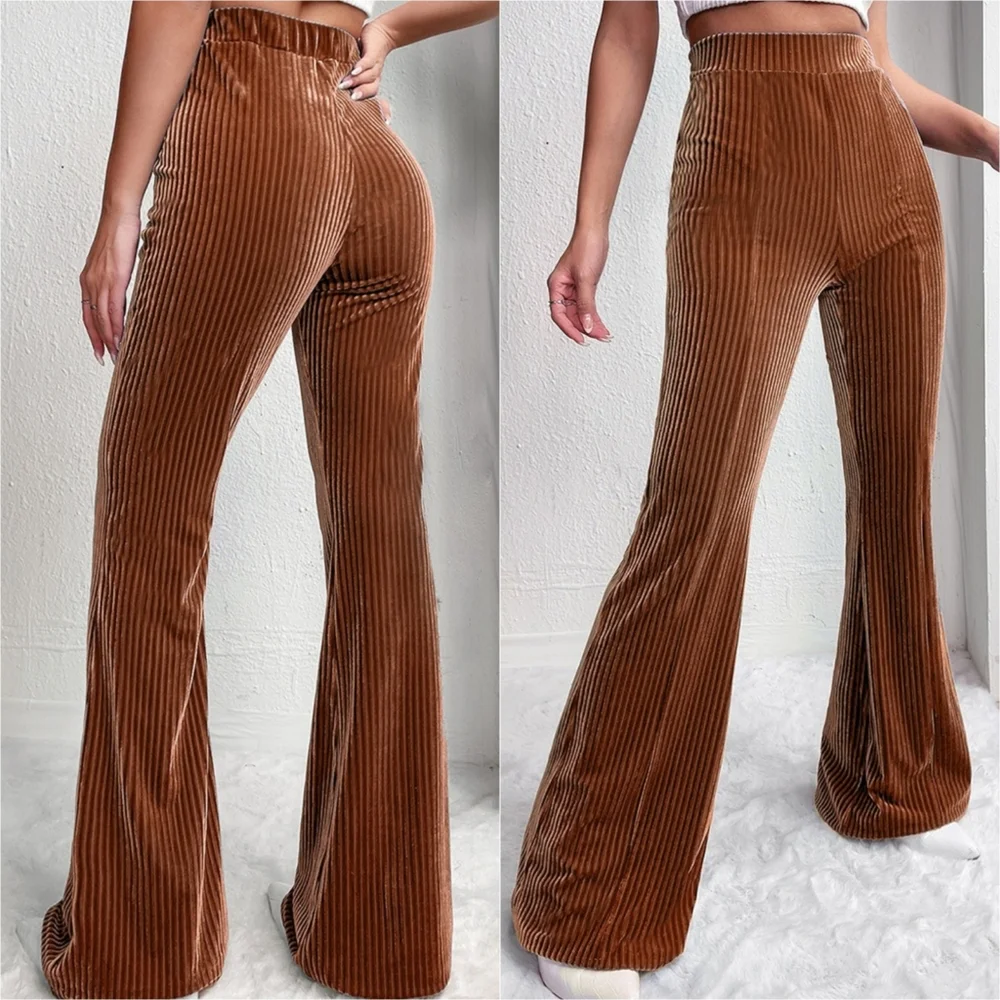 Toasted Toffee Ribbed Bootcut Pants - Picture 1 of 10